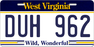 WV license plate DUH962