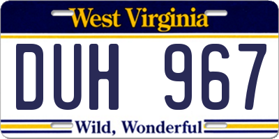 WV license plate DUH967