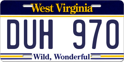 WV license plate DUH970
