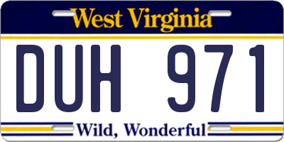 WV license plate DUH971