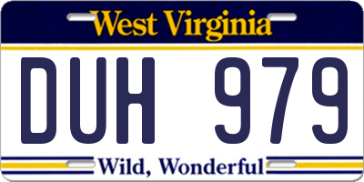 WV license plate DUH979