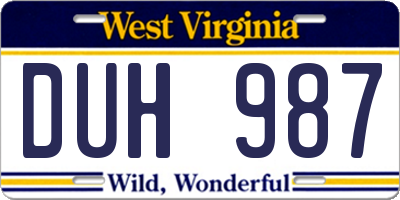 WV license plate DUH987