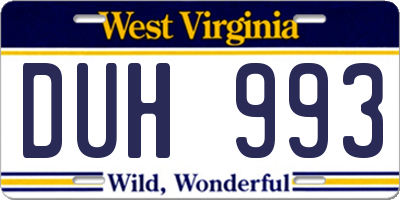 WV license plate DUH993