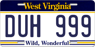 WV license plate DUH999