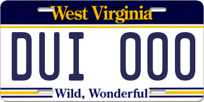 WV license plate DUI000