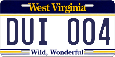 WV license plate DUI004