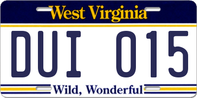 WV license plate DUI015