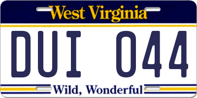 WV license plate DUI044