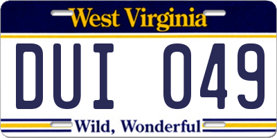 WV license plate DUI049