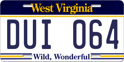 WV license plate DUI064