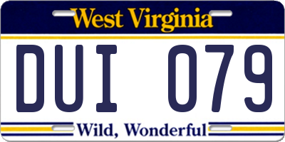 WV license plate DUI079