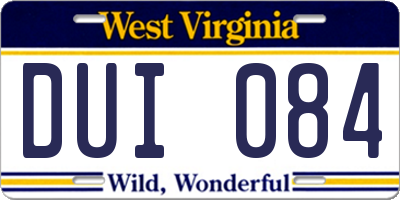 WV license plate DUI084