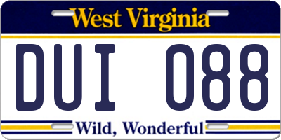 WV license plate DUI088