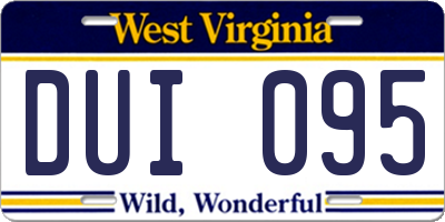 WV license plate DUI095
