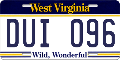WV license plate DUI096