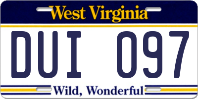 WV license plate DUI097