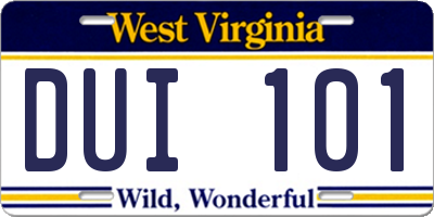 WV license plate DUI101