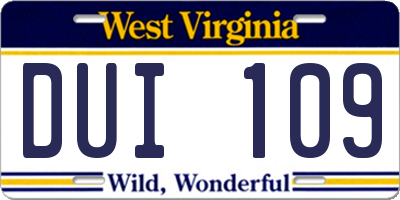 WV license plate DUI109