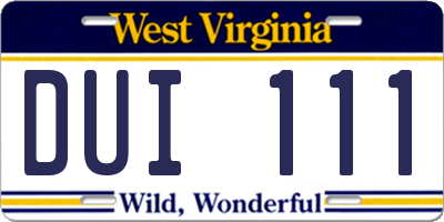 WV license plate DUI111