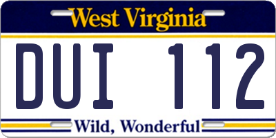 WV license plate DUI112