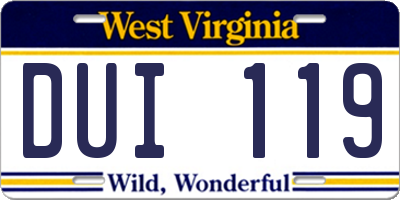 WV license plate DUI119