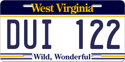 WV license plate DUI122