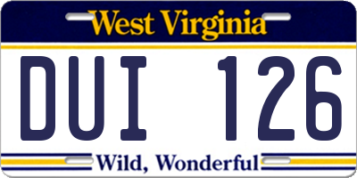 WV license plate DUI126