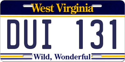 WV license plate DUI131