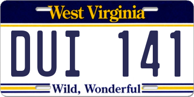 WV license plate DUI141