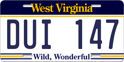 WV license plate DUI147