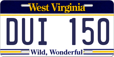 WV license plate DUI150