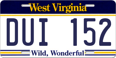 WV license plate DUI152