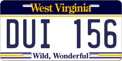 WV license plate DUI156