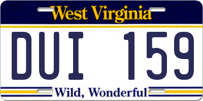 WV license plate DUI159