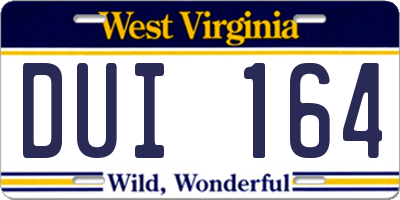 WV license plate DUI164