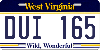 WV license plate DUI165