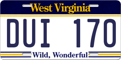 WV license plate DUI170