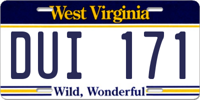WV license plate DUI171