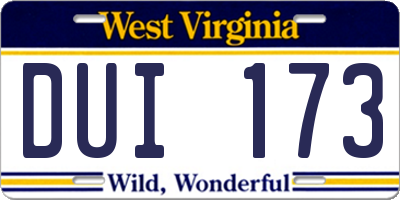 WV license plate DUI173