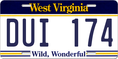 WV license plate DUI174