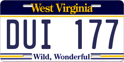 WV license plate DUI177