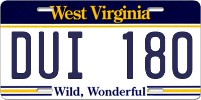 WV license plate DUI180