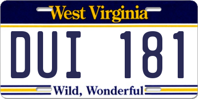 WV license plate DUI181