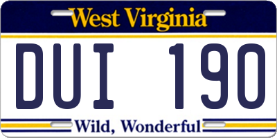 WV license plate DUI190