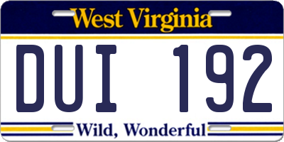 WV license plate DUI192