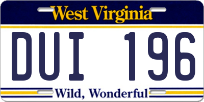 WV license plate DUI196