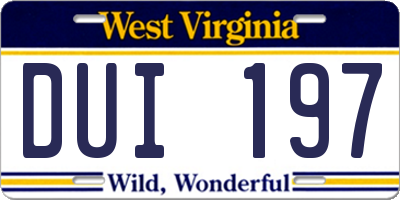 WV license plate DUI197