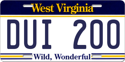WV license plate DUI200