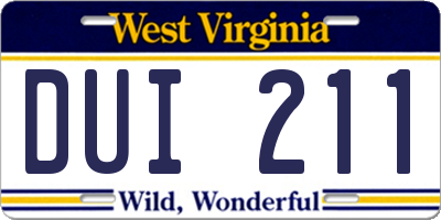 WV license plate DUI211