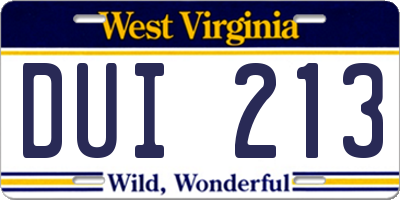WV license plate DUI213